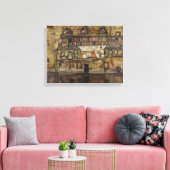 Hauswand am Fluss Leinwanddruck (Insitu (Wohnzimmer))