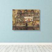 Hauswand am Fluss Leinwanddruck (Insitu (Holzboden))