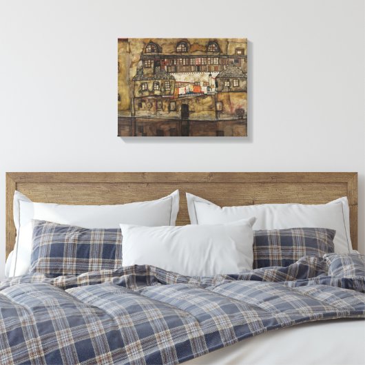 Hauswand am Fluss Leinwanddruck (Insitu (Schlafzimmer))