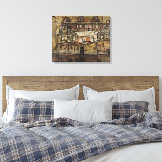 Hauswand am Fluss Leinwanddruck (Insitu (Schlafzimmer))