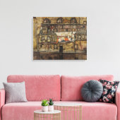 Hauswand am Fluss Leinwanddruck (Insitu (Wohnzimmer))