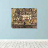 Hauswand am Fluss Leinwanddruck (Insitu (Holzboden))