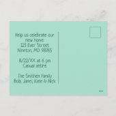 Hauswärmung einladen! Gepasste Postkarte (Rückseite)