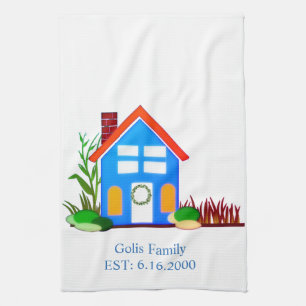 Hausweihe / Neuer-Haus-Familienname-Küchentuch Handtuch
