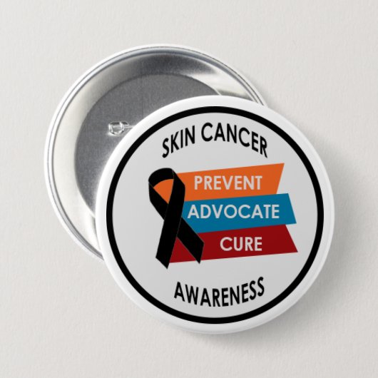 Haut-Krebs-Bewusstsein 3" großes Abzeichen Button (Vorne & Hinten)