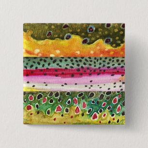 Haut von drei schönen Forellen Button