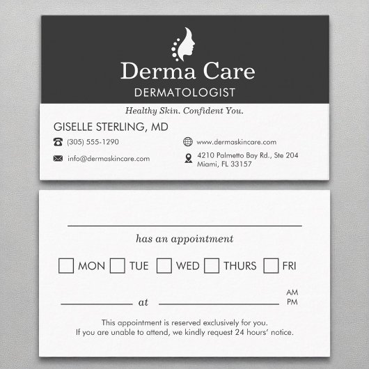 Hautärztin Ernennung des Büros für Dermatologe Visitenkarte