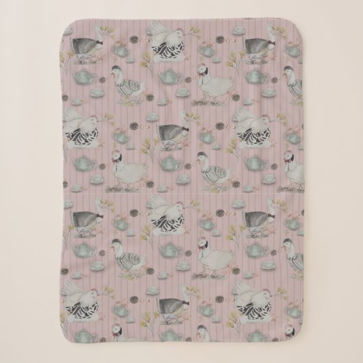 Haute Couture Chicken Print Sherpadecke (Vorderseite)