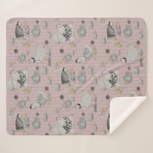 Haute Couture Chicken Print Sherpadecke (Vorderseite (Horizontal))