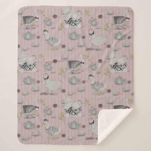 Haute Couture Chicken Print Sherpadecke (Vorderseite)
