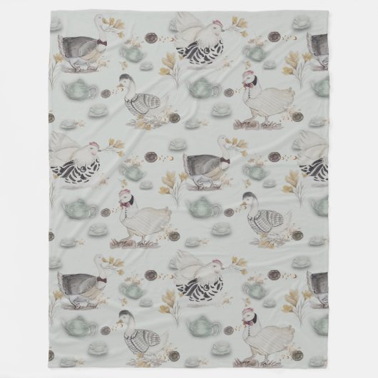 Haute Couture Ducks & Chicken Baby Fleecedecke (Vorderseite)