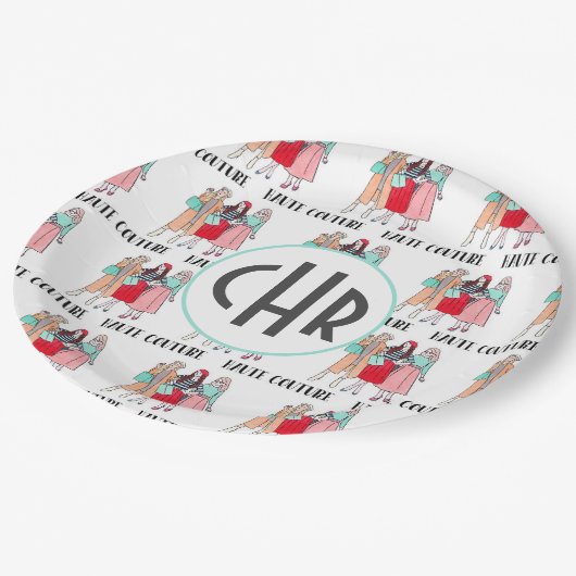 Haute Couture | Mode | Paris | Monogramm Pappteller (Schrägansicht)