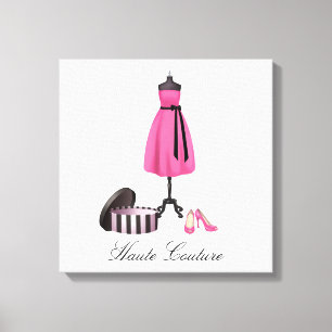 Haute Couture Pink Dress and Shoes on Leinwand