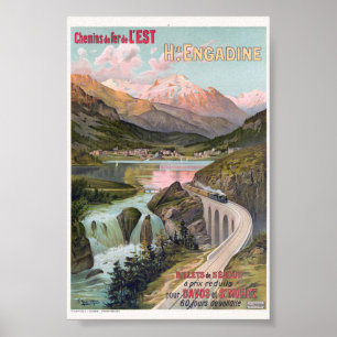 Haute Engadine Schweiz Vintage Poster 1910