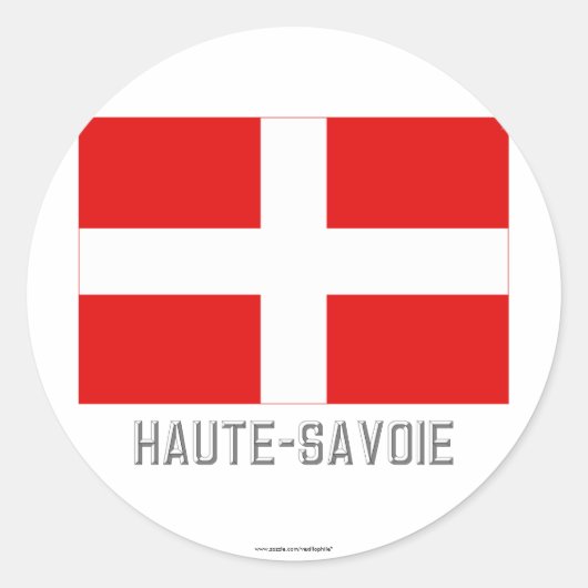 Haute-Savoie-Flagge mit Namen Runder Aufkleber (Vorderseite)
