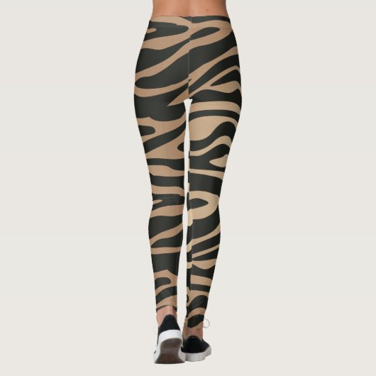 Hautfarbe Zebra Retro Tierdrucke Leggings (Rückseite)
