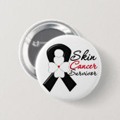 Hautkrebs Überleben Blume Button (Vorne & Hinten)