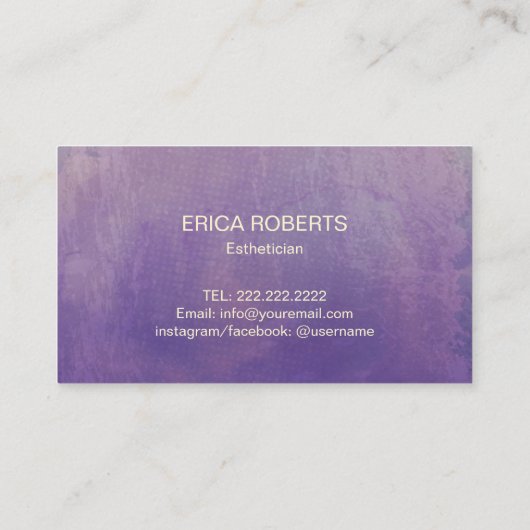 Hautpflege Östhetiker Elegantes Wasserfarben Lila Visitenkarte (Rückseite)