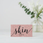 Hautpflege Typografie Rose Gold Glitzer Visitenkarte (Stehend Vorderseite)