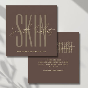 Hautpflegeexperte moderne Typografie Schrift braun Quadratische Visitenkarte