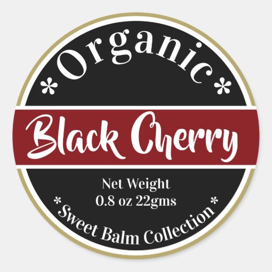 Hautpflegeprodukt-Etikett Schwarze Gold-Red-Kollek Runder Aufkleber (Vorderseite)