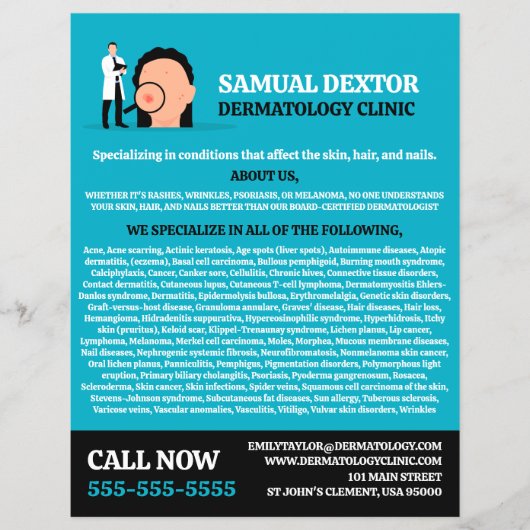Hautzustand, Dermatologe, Klinik für Dermatologie Flyer (Vorne)