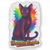 Havana Brown Cat Pop Kunst, Dichtung und Musik Aufkleber (Vorderseite)