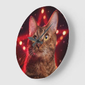 Havana Brown Cat (Rasse mit sternigem Hintergrund) Große Wanduhr (Winkel)
