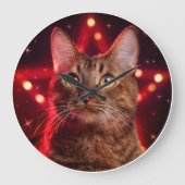 Havana Brown Cat (Rasse mit sternigem Hintergrund) Große Wanduhr (Vorderseite)