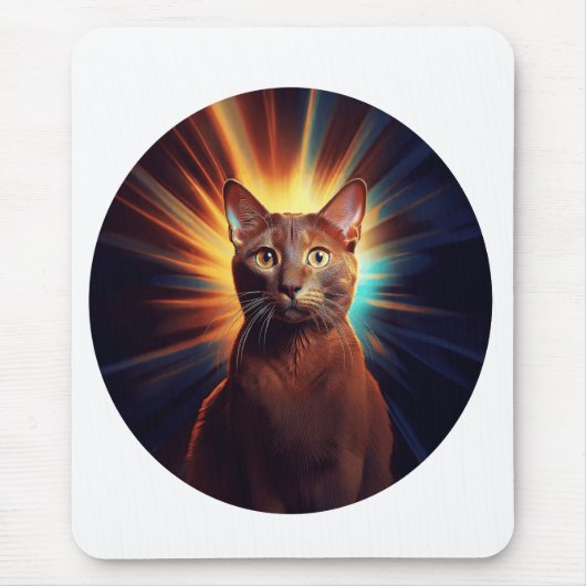 Havana Brown Cat (Rasse mit sternigem Hintergrund) Mousepad (Vorne)