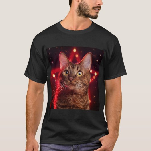 Havana Brown Katze mit sterndem Hintergrund T-Shirt (Vorderseite)