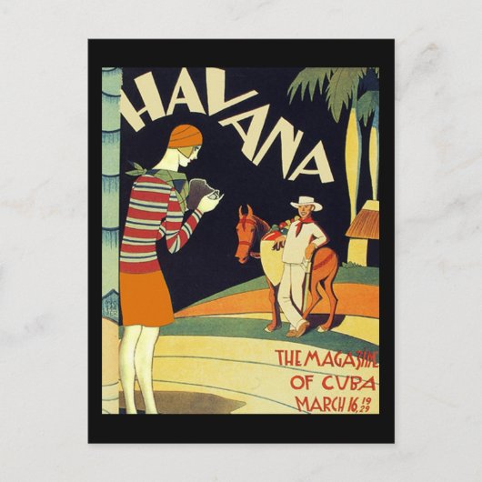 Havana Cuba Art Deco Vintage Kunst Postkarte (Vorderseite)
