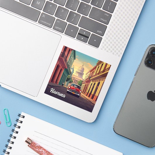 Havana Cuba Aufkleber (Laptop mit iPhone)