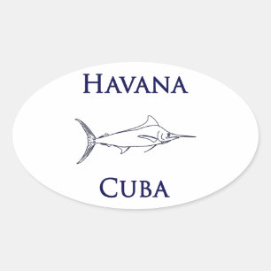 Havana Cuba Blue Marlin Ovaler Aufkleber