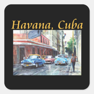 Havana Cuba Floridita Kunst, Dichtung und Musik Quadratischer Aufkleber
