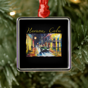 Havana Cuba - Habana Vieja Night Scene Ornament Aus Metall