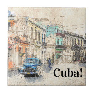 Havana Cuba Illustration Fliese
