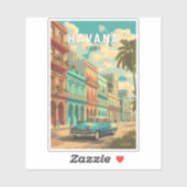 Havana Cuba Illustration Travel Art Vintag Aufkleber (Blatt)