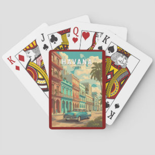 Havana Cuba Illustration Travel Art Vintag Spielkarten
