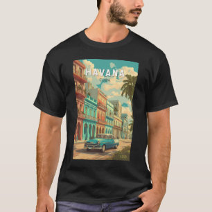 Havana Cuba Illustration Travel Art Vintag T-Shirt
