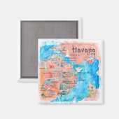 Havana Cuba Illustriert Retro Travel Map Magnet (Vorderseite/Rückseite)