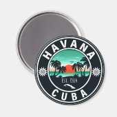 Havana Cuba Island Retro Sunset Souvenirs 60er Magnet (Vorderseite/Rückseite)