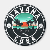Havana Cuba Island Retro Sunset Souvenirs 60er Magnet (Vorne)