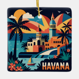Havana Cuba Island Vintage Travel City Keramikornament