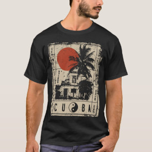 Havana Cuba Palm Trees Japanische Tropische Kunst T-Shirt