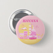 Havana Cuba Pink Preppy Art Button (Vorne & Hinten)