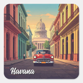 Havana Cuba Quadratischer Aufkleber