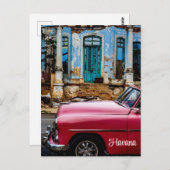 Havana Cuba Red Vintage Car Einladung Postkarte (Vorne/Hinten)