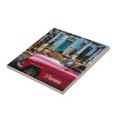 Havana Cuba Red Vintage Car Fliese (Seite)