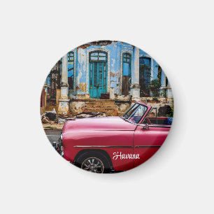 Havana Cuba Red Vintage Car Magnet
